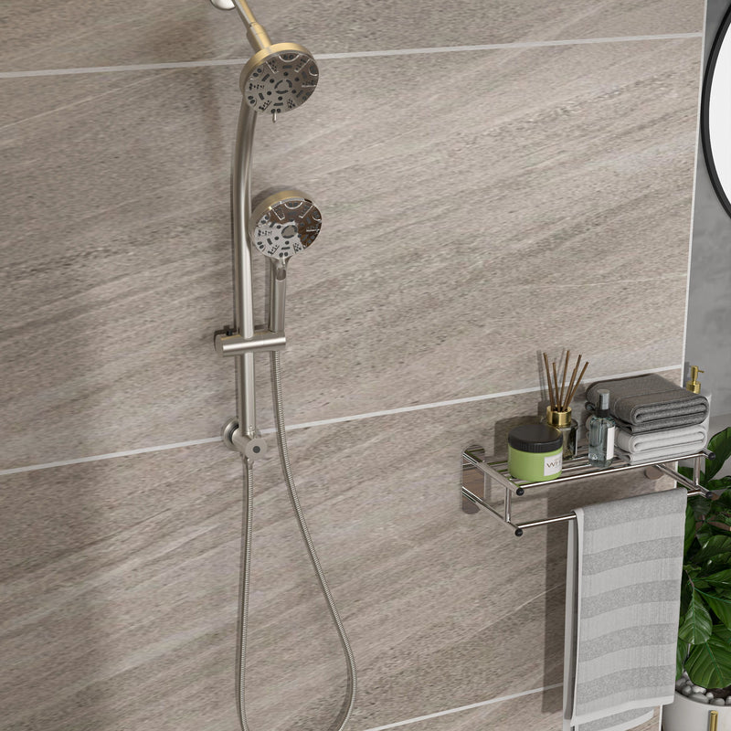 Multi Function Dual Shower Head System With 4.7" Rain Showerhead And Adjustable Slide Bar In - Brushed Nickel