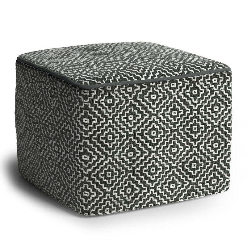 Briella - Square Woven Outdoor / Indoor Pouf - Gray