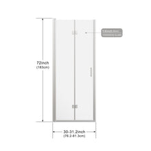 Load image into Gallery viewer, Frameless Bi Fold Shower Doors 30" W X 72" H - Chrome
