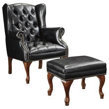 Load image into Gallery viewer, Samantha - Wingback Chair And Ottoman Set - Black
