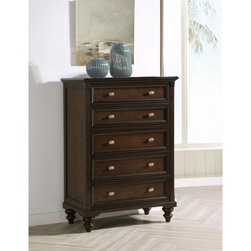 Berwick - 5 Drawer Chest With Felt Lined Top Drawers - Dark Oak