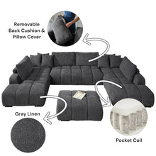 Load image into Gallery viewer, Chosen - Sectional Sofa With Toss Pillows With 2 Chaises With Ottoman - Gray
