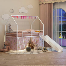 Load image into Gallery viewer, Jack - House Loft Bed With Slide And Curtain Set
