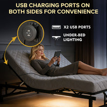 Load image into Gallery viewer, Adjustable Bed Base Frame With Wireless Remote, 4 USB Ports, Under Bed Nightlights, Zero Gravity
