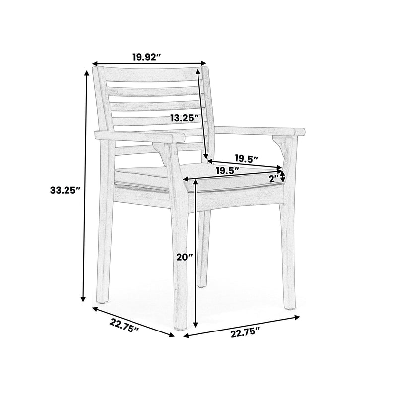 Outdoor Dining Chair With Slat Back And Acacia Wood Frame (Set of 2) - Gray