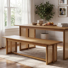 Load image into Gallery viewer, Dining Bench With Rattan Weave
