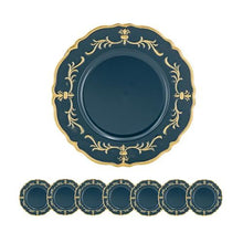 Load image into Gallery viewer, Plastic Charger Plate (Set of 8) - Blue / Gold / Polypropylene
