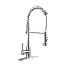 Load image into Gallery viewer, 21" Commercial Kitchen Faucet With Dual Function Pull Down Sprayhead In, Stainless Steel - Brushed Nickel
