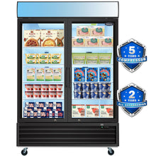 Load image into Gallery viewer, Glass Door Merchandiser Freezer Swing Door Commercial Reach-In Display Freezers With LED Top Panel Upright Freeze Storage
