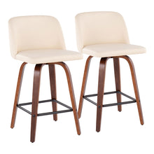 Load image into Gallery viewer, Toriano - Mid Century Modern Fixed Height Counter Stool &amp; Square Footrest (Set of 2)
