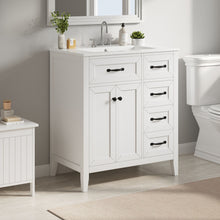 Load image into Gallery viewer, Bathroom Vanity With Sink, Freestanding Design, Soft Close Doors &amp; Drawers - White
