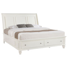 Load image into Gallery viewer, Dennis - Eastern King Storage Panel Bed With Carved Headboard And Built In Drawers - Cream White
