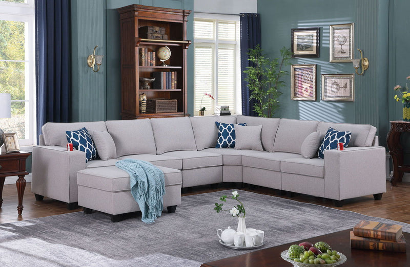 Cooper - Sectional Sofa With Ottomans And Cupholder