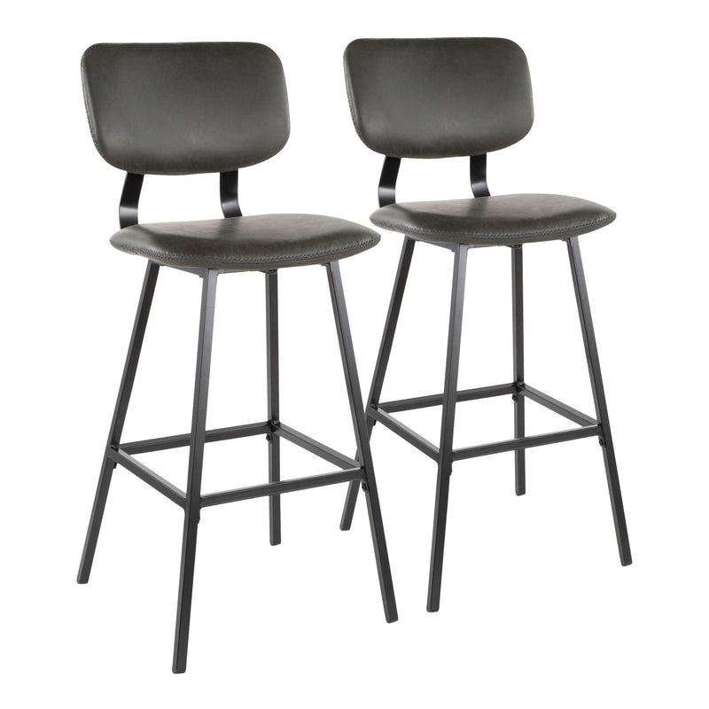 Foundry - Contemporary Barstool Zig Zag Stitching (Set of 2) - Gray
