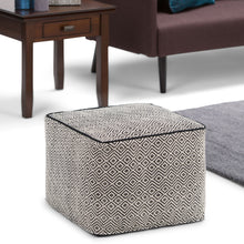 Load image into Gallery viewer, Brynn - Square Pouf - Patterned Black / Natural
