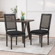 Load image into Gallery viewer, French Country Dining Chair With Rectangular Cane Backrest And Smooth Upholstered Seating
