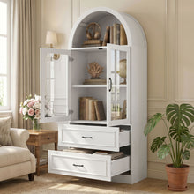 Load image into Gallery viewer, Arched Top Storage Cabinet With Fixed 2 Tier Shelves, 2 Large Drawers
