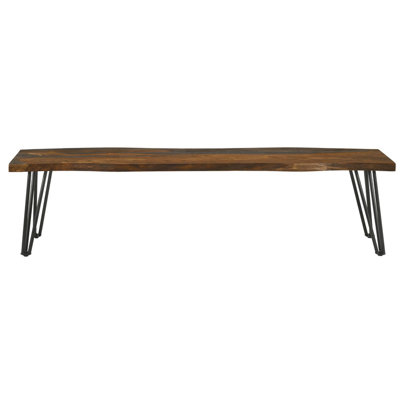 Neve - Sheesham Live Edge Dining Bench With Hairpin Legs - Gray