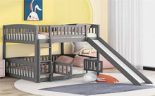 Load image into Gallery viewer, Low Bunk Bed With Slide, Fence And Ladder
