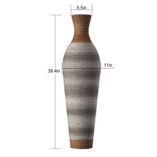 Load image into Gallery viewer, Tall Vase - Brown Decorative Floor Vase, Classic Neat Floor Vase Tall Freestanding Flower Holder, Artificial Rattan Vase, Floor Vase, Flower Holder For Home Decor - Gray
