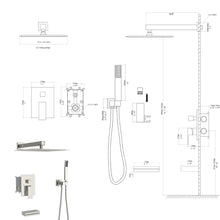 Load image into Gallery viewer, Square Shower System With Waterfall Tub Spout And Rough In Valve, Wall Mounted
