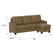Load image into Gallery viewer, 2 Piece Sofa With Chaise, Comfortable Seating For 3, Tapered Feet, USB Charging Console - Brown
