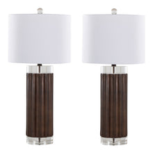 Load image into Gallery viewer, Cylinder - Fluted Contemporary Table Lamp (Set of 2) - Brown / Clear / White
