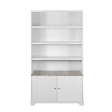 Load image into Gallery viewer, Tall Bookcase Storage Cabinet With 3 Open Shelves &amp; Fluted Double Doors
