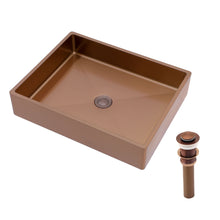 Load image into Gallery viewer, 19" X 15" Stainless Steel Bathroom Sink With Pop Up Drain, Nano Surface - Rose Gold
