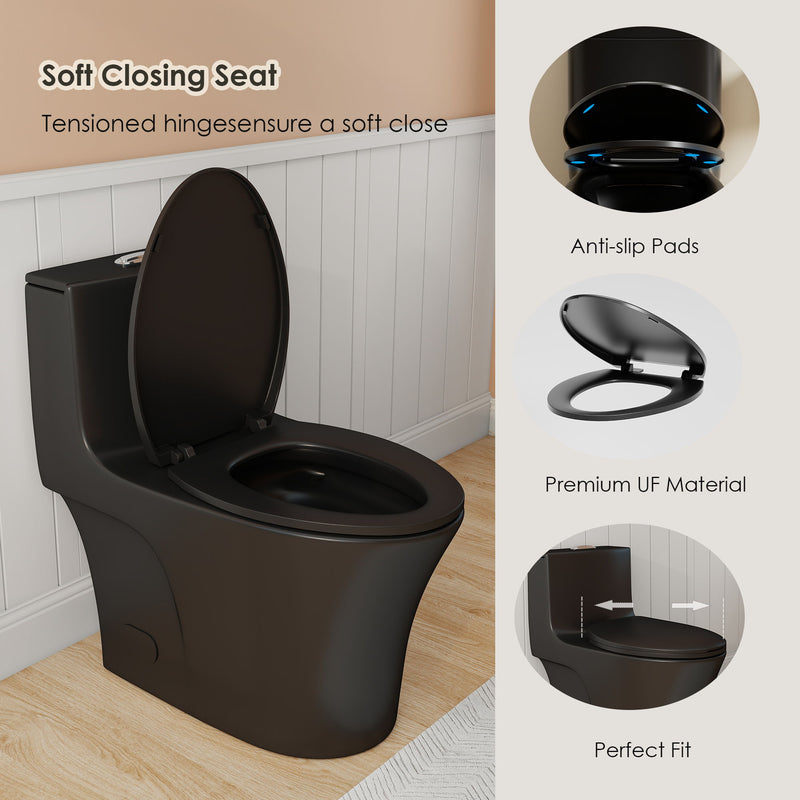1 Piece Toilet With Dual Flush And Soft Closing Seat