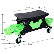 Load image into Gallery viewer, Rolling Detailing Creeper Seat With Wheels, Removable Tool Trays, 300 Lbs Capacity - Green
