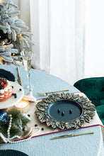 Load image into Gallery viewer, Plastic Charger Plate (Set of 8) - Blue / Gold

