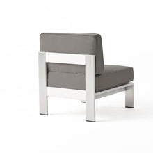 Load image into Gallery viewer, Outdoor Aluminum Armless Chair With Cushion - Silver
