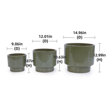 Load image into Gallery viewer, 3 Pieces Ceramic Flowerpot, Planter For Patio, Garden Or Windowsills - Antique Light Green
