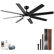 Load image into Gallery viewer, Large Ceiling Fans With Lights And Remote, Indoor / Outdoor Modern Ceiling Fan For Kitchen Living Room Patio, 6 Speed Reversible Quiet DC Motor, Dual Finish 8 Blades - Black
