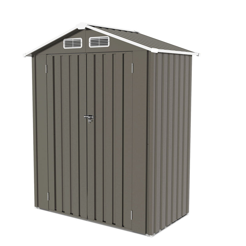 5 X 3 Ft Compact Metal Outdoor Storage Shed With Pitched Roof, Lockable Door - Gray