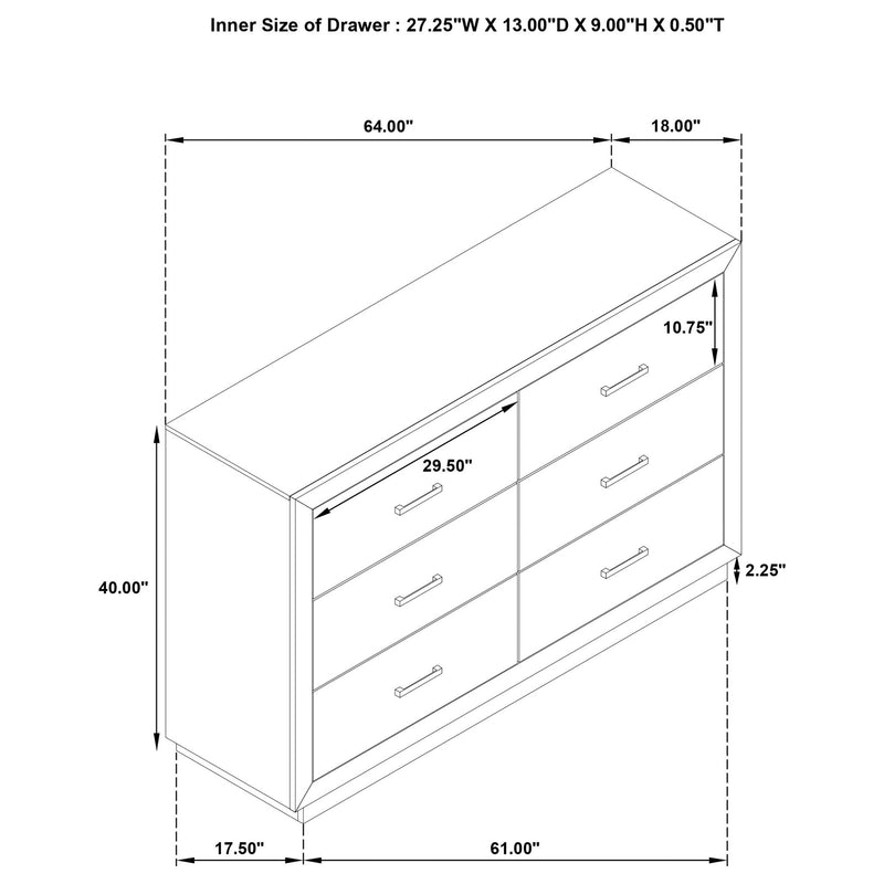 Gibbons - 6 Drawer Dresser With Ample Storage - Brown