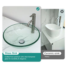 Load image into Gallery viewer, Crackle Vessel Sink, Round Bowl With Pop Up Drain - Clear
