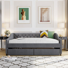 Load image into Gallery viewer, Upholstered Daybed With Two Drawers, Wood Slat Support
