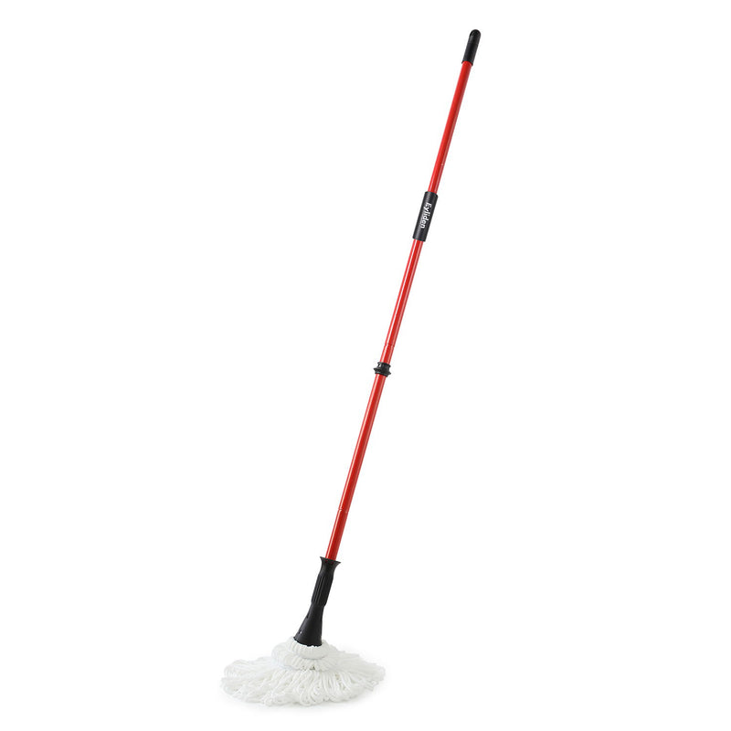 Ultra Fine Fiber Twist Mop With 57.5 Inch Long Handle For Dry And Wet Floor Cleaning - Red