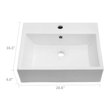 Load image into Gallery viewer, Modern Ceramic Rectangular Wall Mounted Bathroom Sink With Faucet Hole &amp; Overflow
