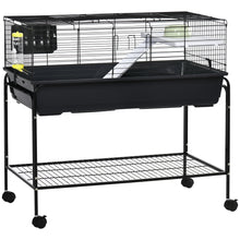 Load image into Gallery viewer, Pawhut - Two-Story Small Animal Cage Removable From Stand, Guinea Pig Cage, Hedgehog Cage, Chinchilla Cage, Ferret, With Shelf &amp; Wheels, Pet Habitat - Black
