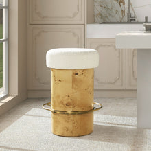 Load image into Gallery viewer, Nebula - Backless Round Upholstered Counter Stool With Burl - Ivory White

