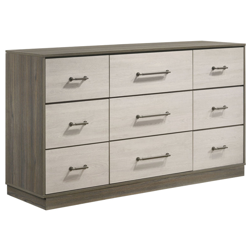 Edmondson - 9 Drawer Dresser With Hidden Jewelry Tray - Natural / Gray