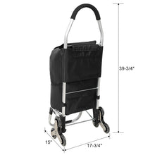 Load image into Gallery viewer, Foldable Shopping Stair Trolley With Triangular Wheels And Removable Waterproof Bag - Black
