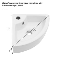 Load image into Gallery viewer, Triangle Porcelain Wall Mount Vessel Sink With Single Faucet Hole &amp; Overflow - White
