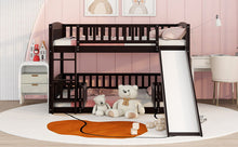 Load image into Gallery viewer, Low Bunk Bed With Slide, Fence And Ladder
