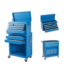 Load image into Gallery viewer, 8 Drawer Rolling Tool Chest With 2 In 1 Detachable Top Box, Lockable Wheels
