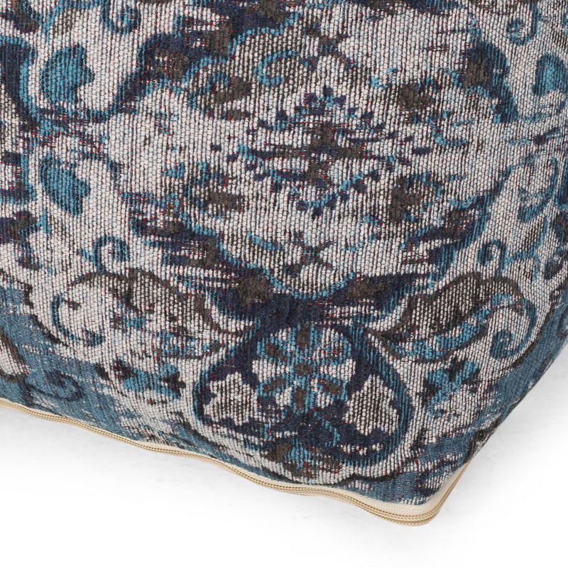 Anita - Square Pouf Ottoman And Floor Cushion - Blue