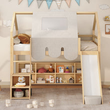 Load image into Gallery viewer, Loft Bed With House Shaped Frame And Tent

